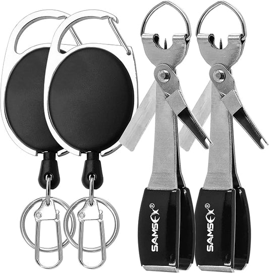SAMSFX Fishing Knot Tying Tool, Multifunctional Fly Fshing Nippers, Quickly Tie Fishing Knots for Hooks, Lures and Flies, Fishing Clippers with Retractor