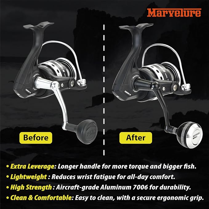 Foldable Power Handle for Penn Pursuit III IV, Battle III IV DX, Conflict I Spinning Fishing Reel Replacement Handle
