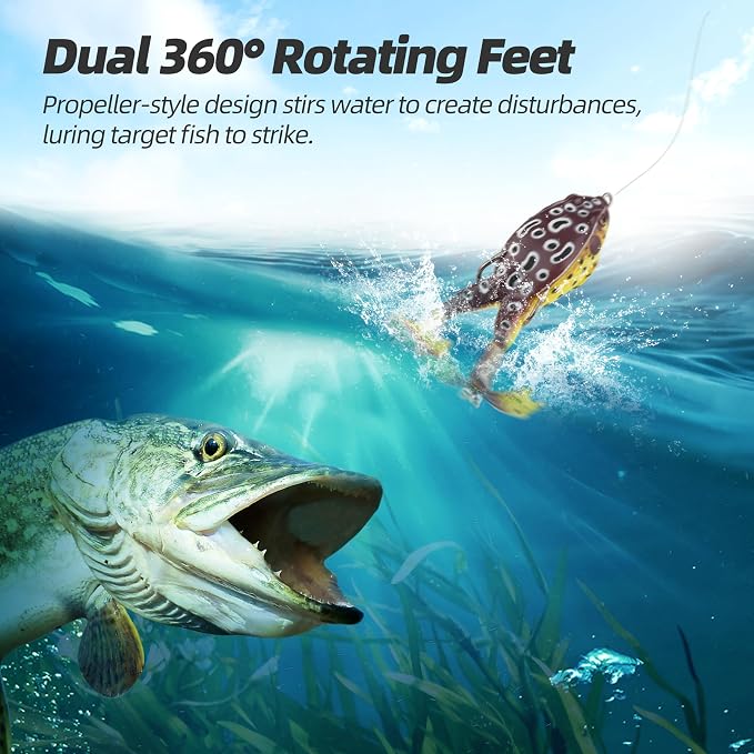 Soft Frog Lures, Topwater Swimbaits for Bass Fishing, Realistic PVC Design, Weedless Hooks, Perfect for Freshwater & Saltwater, Effective Fishing Lures for Pike & Snakehead