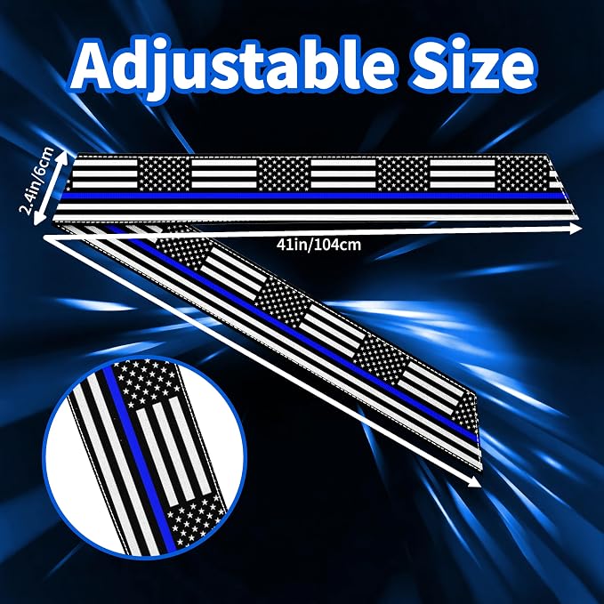Tie Headband for Women & Men, Flag Patterned Sports Sweatband Head Wrap, Hair Bandana Accessory, 40" x 2.4"