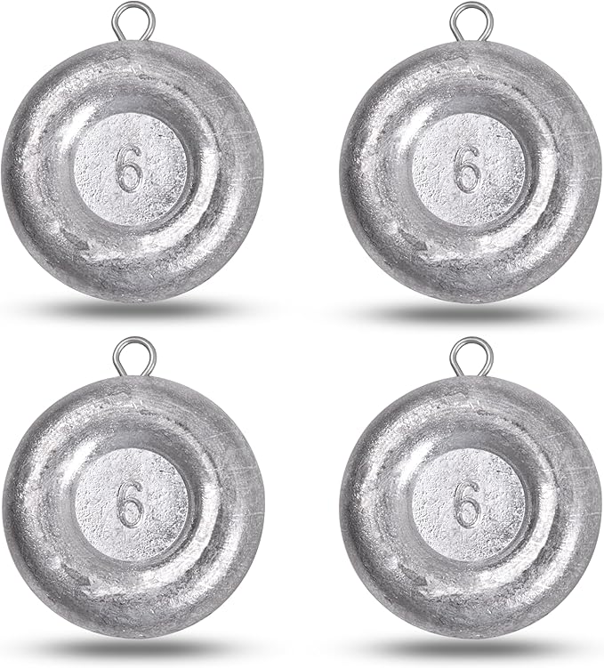 Disc Sinkers Fishing Weights, Coin Fishing Sinkers Weights Saltwater Surf Fishing Weights Bottom Drifting Trolling Catfishing Fishing Sinkers Saltwater Gear Tackle 1oz 2oz 3oz 4oz 5oz 6oz 8oz