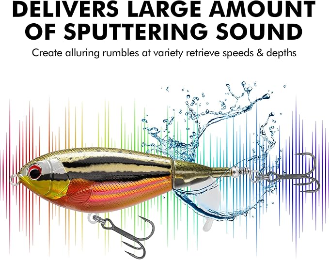 TRUSCEND Popobait Easy Catch Fishing Lures with BKK Hooks, Instant Startup, Longer Cast, Balanced Spray/Sound/Swim, Plopper Topwater Lures for Bass, Trout, Pike, Walleye, Freshwater Saltwater Fishing