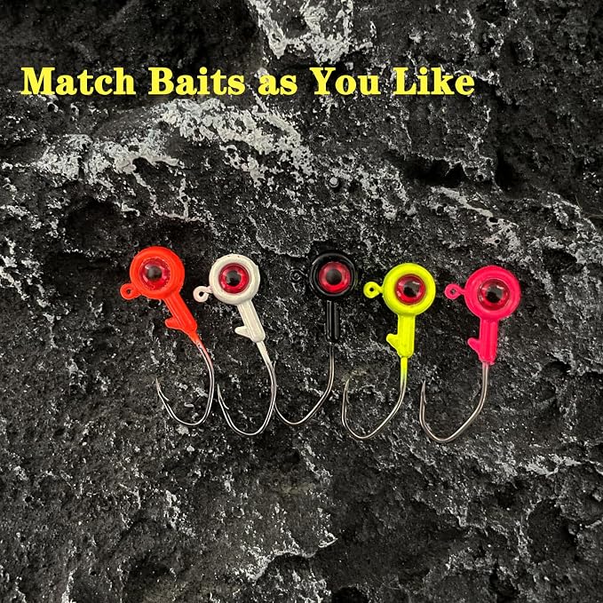 Crappie Jig Heads, 40pack Crappie Jigs Fishing Jig Heads Hook Lure Fishing Jigs Heads for Bass Fishing 1/32oz 1/16oz 1/8oz
