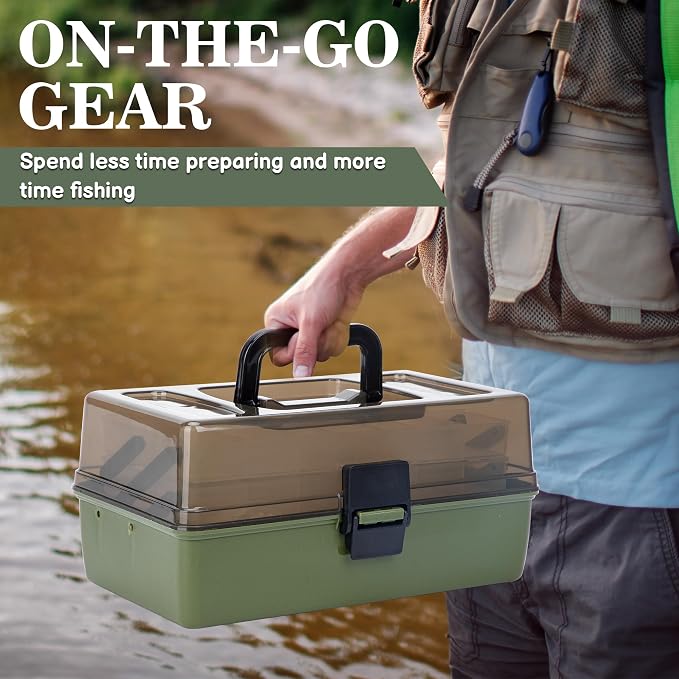 3 Layers Fishing Tackle Box with Tackle Included, 475 Pcs Fishing Lures Kit,Include Crankbaits Weights Hooks and other Accessories,Fishing Lure Bait Gear Kit,Gift for Men
