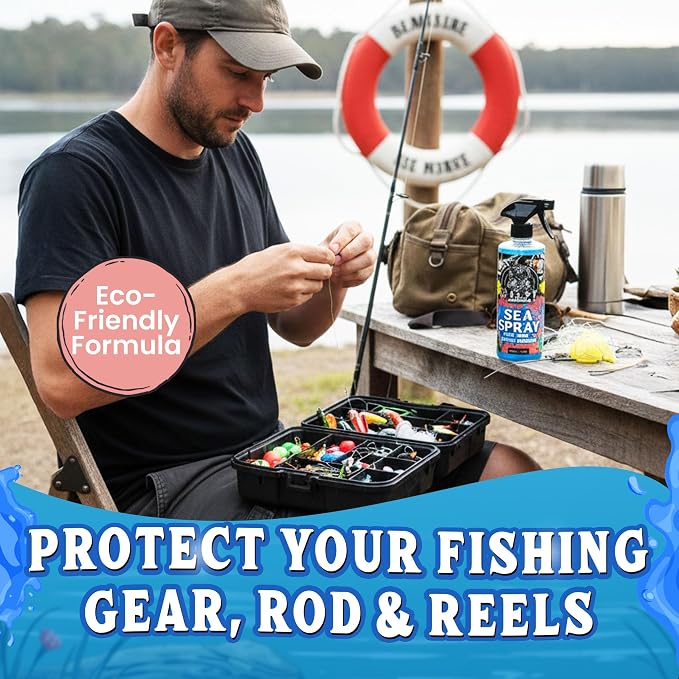 Salty Captain Sea Spray – Fishing Reel Cleaner Spray 500ml – Salt Remover for Rods, Reels & Tackle – Prevents Rust & Corrosion – Easy Reel Cleaning Kit, Extends Gear Life, Fast & Easy Cleaning