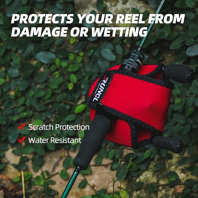 RUNCL Baitcasting Reel Bag – Protective Storage Pouch for Baitcasting Reels & Spinning Reels, Lightweight & Durable, Ideal for Freshwater & Saltwater Fishing Trips (Red & Black)