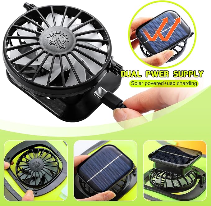Solar Hat with Fans, Wide Brim Cooling Sun Hat with Removable Dual Fans USB Charging Neck Cover for Outdoor Fishing