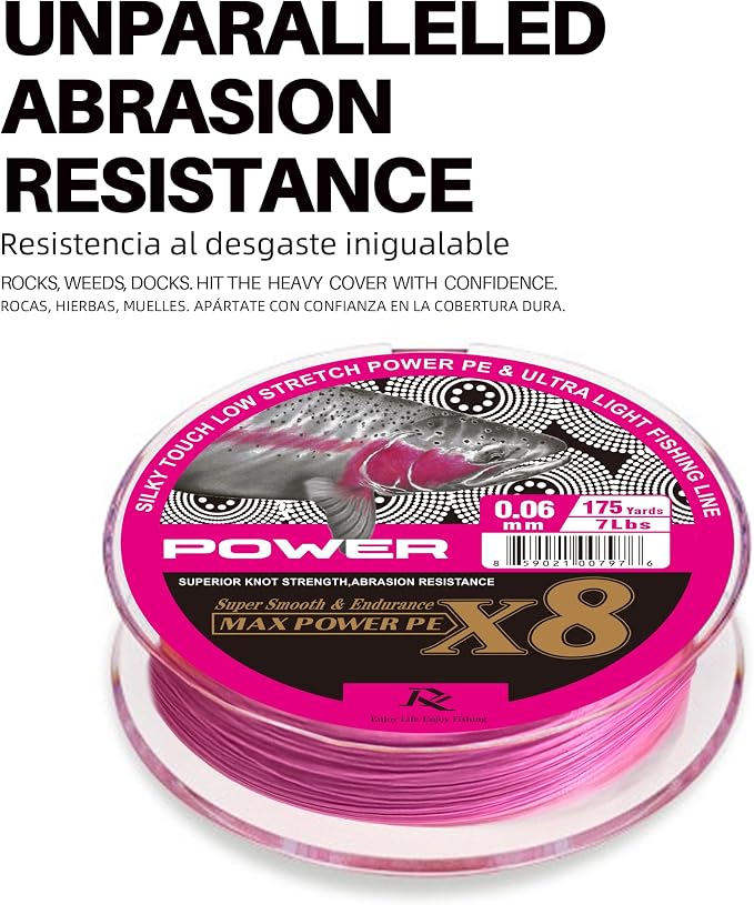 Ultra Slim Braided PE Fishing Line, Strong Knot Strength, Deign for Ultra Light Freshwater Fishing, Come with 3lb Test or 5lb Test, 170Yds Each Spool