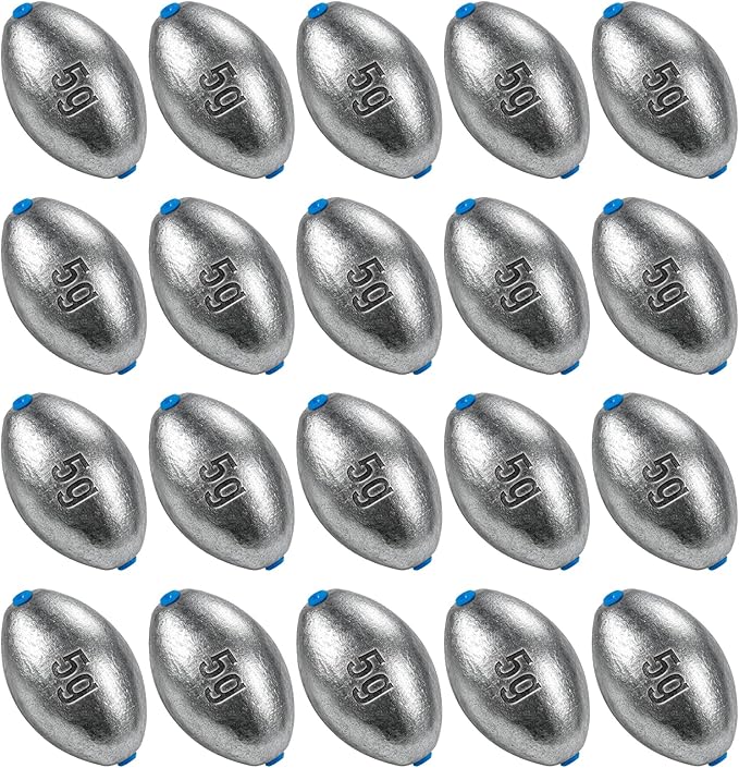 Alwonder Egg Sinkers Fishing Weights 3/16-10oz, Oval Lead Fishing Weights Sinkers Bass Fishing Casting Egg Sinker Saltwater Freshwater Tackle
