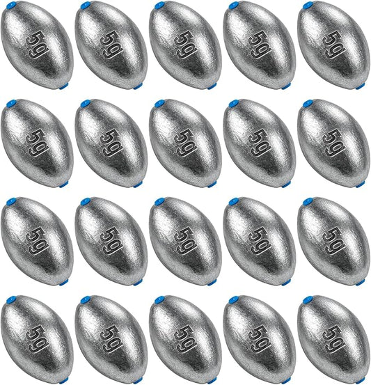 Alwonder Egg Sinkers Fishing Weights 3/16-10oz, Oval Lead Fishing Weights Sinkers Bass Fishing Casting Egg Sinker Saltwater Freshwater Tackle