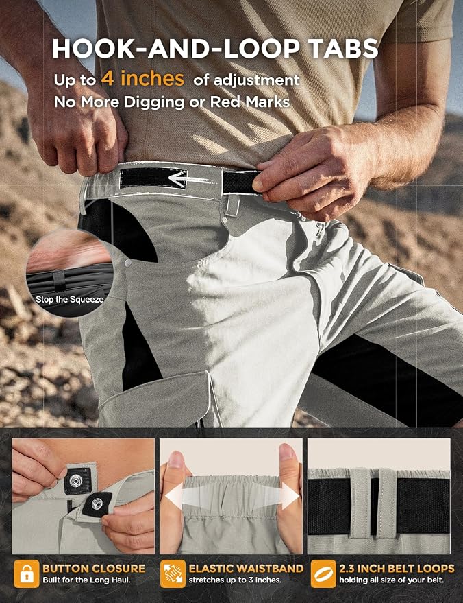 XKTTAC Men's Outdoor Quick Dry Lightweight Stretchy Shorts for Hiking, Tactical, Camping, Travel with 6 Pockets