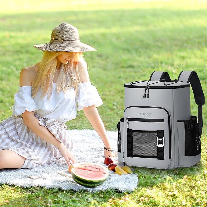 Hulongo Cooler Backpack, 30L Insulated Leakproof Soft Cooler Bag for 52 Cans, Lightweight Backpack for Beach, Picnic, Camping, Hiking, Fishing and Travel