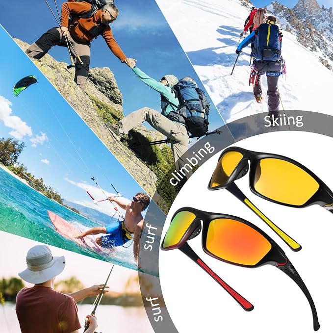 TOODOO 4 Pairs Men Polarized Sunglasses with UV Protection Driving Glasses Sports for Sport Outdoor Activities