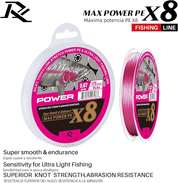 Ultra Slim Braided PE Fishing Line, Strong Knot Strength, Deign for Ultra Light Freshwater Fishing, Come with 3lb Test or 5lb Test, 170Yds Each Spool