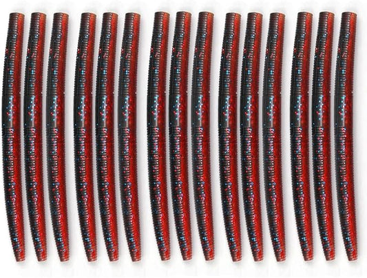 Senko Worms for Bass Fishing - 4" / 5" Soft Plastic Baits with Scented & Flavored Salt Impregnation - 15pcs Freshwater Saltwater Fishing Lures Kit