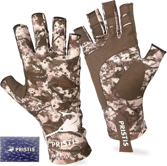 Pristis UPF 50+ Fishing Fingerless Gloves, UV Protection Breathable Half-Finger Sun Gloves for Men Women Boys Kayaking