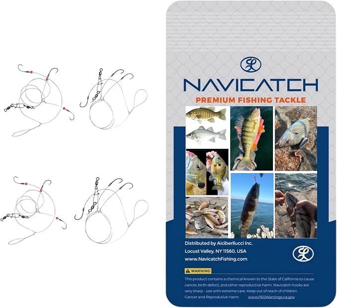Catfish, Scup (Porgy) & Sea Bass Rig – 3-Hook Hi-Lo Bottom Fishing Kit – Hand-Tied Japanese Hooks with PE Line – Saltwater & Freshwater – USA-Designed