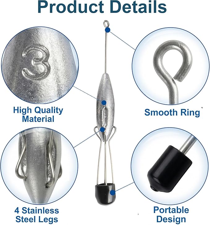 Sputnik Sinker Spider Sinkers 3/6‑Piece — Heavy‑Duty Long‑Tail Surf Fishing Weights for Strong Currents and Beach Casting, Lead Alloy Tackle Set