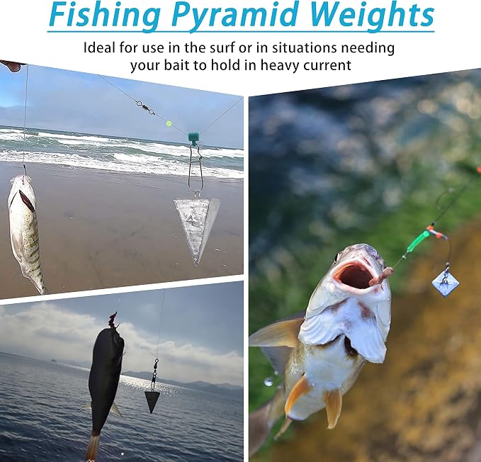 Pyramid Sinkers Fishing Weights Saltwater Pyramid Weights for Surf Fishing Gear Tackle 1oz 2oz 3oz 4oz 5oz 6oz 8oz