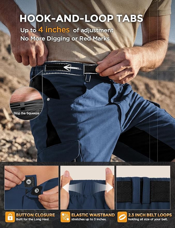 XKTTAC Men's Outdoor Quick Dry Lightweight Stretchy Shorts for Hiking, Tactical, Camping, Travel with 6 Pockets