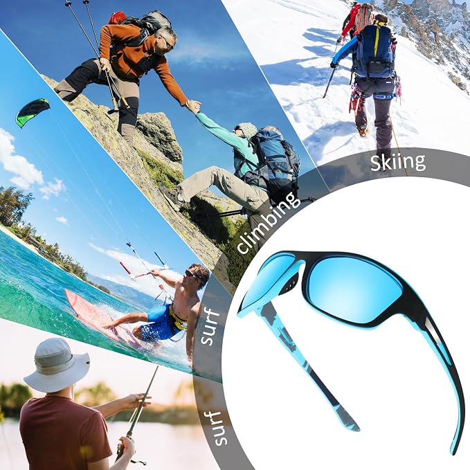 TOODOO 4 Pairs Men Polarized Sunglasses with UV Protection Driving Glasses Sports for Sport Outdoor Activities