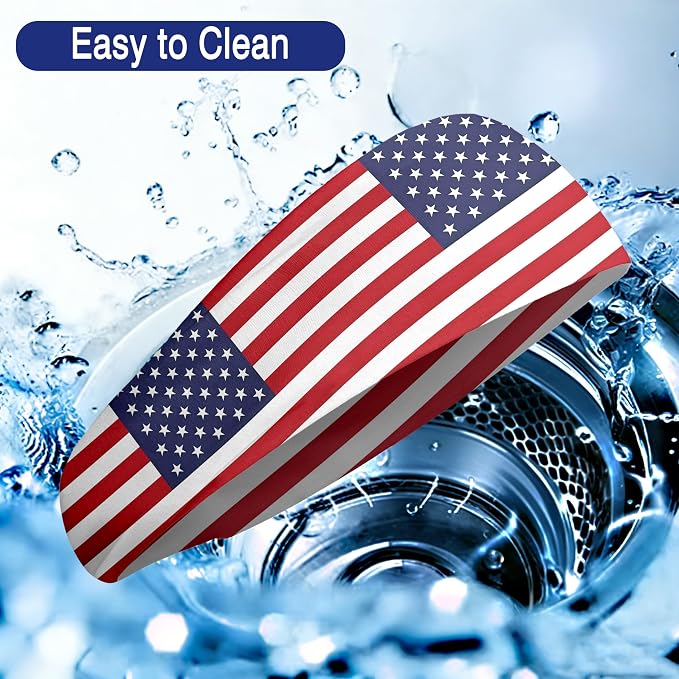 Flag Headbands for Men Women, Moisture Wicking Sweatband Breathable Sports Headwrap, Non-Slip Stretchy Fitness Hair Band