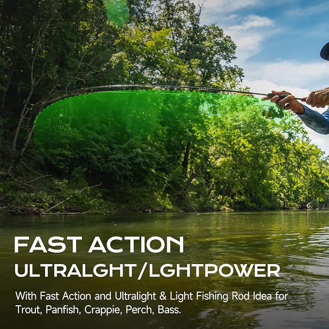 HANDING M1 BFS Rod Ultralight Fishing Rod 2-Piece Spinning & Baitcaster Rod with Seaguide RA Guides AA Cork Handle 30T Carbon Fiber for Trout Crappie Bluegill Yellow Perch Smallmouth Sunfish