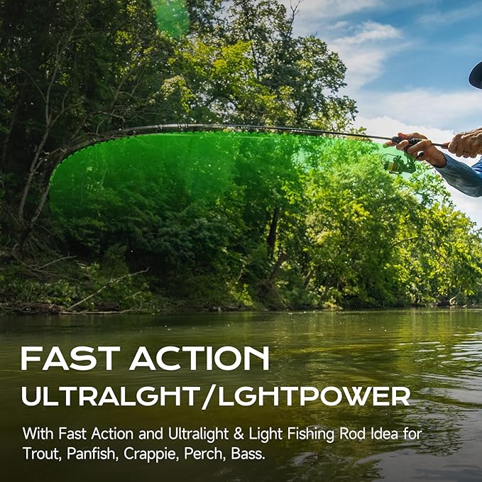 HANDING M1 BFS Rod Ultralight Fishing Rod 2-Piece Spinning & Baitcaster Rod with Seaguide RA Guides AA Cork Handle 30T Carbon Fiber for Trout Crappie Bluegill Yellow Perch Smallmouth Sunfish