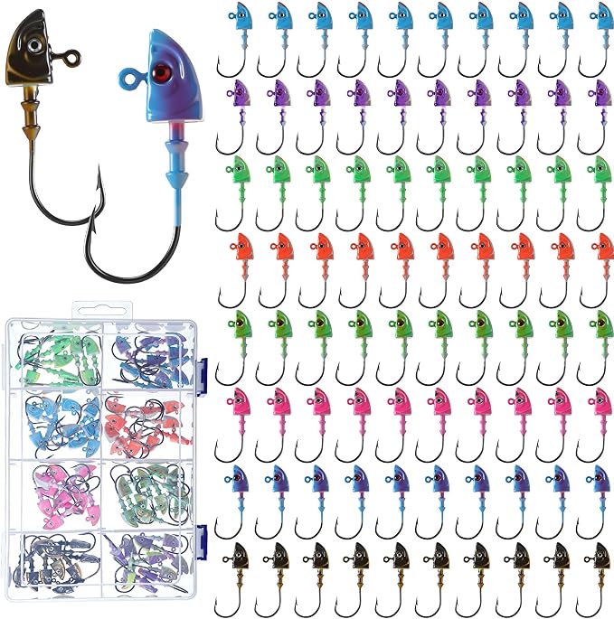 Vinsot Crappie Jig Heads 1/4oz 1/8oz 3/8oz 1/16oz 1/32oz Fishing Jig Hooks Simulation Fish Eye Ball Hook Bulk for Crappie Bass Trout Lures Gift