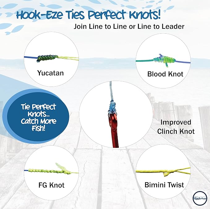 HOOK-EZE Nail Fishing Knot Tying Tool, Fly Fishing Accessories for Tying Line to Fish Hooks - Gear and Equipment, Gadget to Tie Knots Quick and Easy - Stocking Stuffers & Gifts for Men (4 pcs)