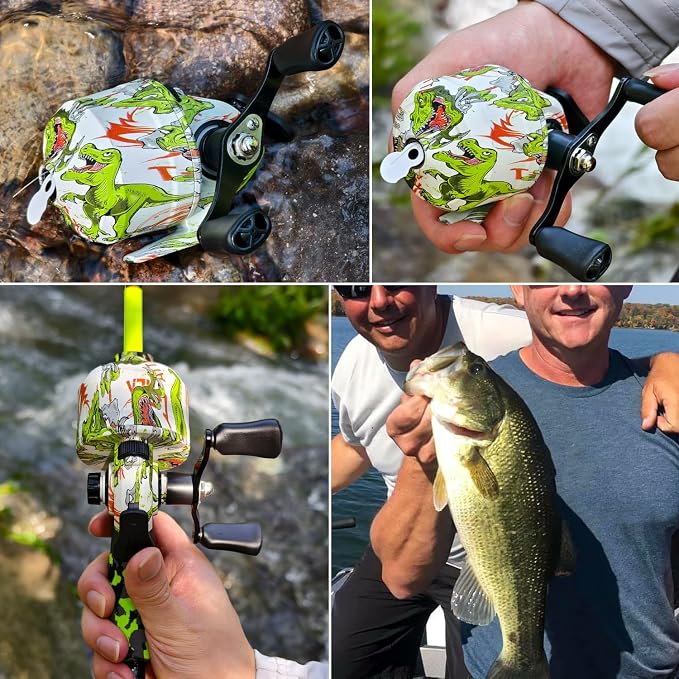 Sougayilang Spincast Fishing Reel, Size 30 Reel, Right or Left-Hand Retrieve, 3.9:1 Gear Ratio, Pre-spooled with Fishing Line
