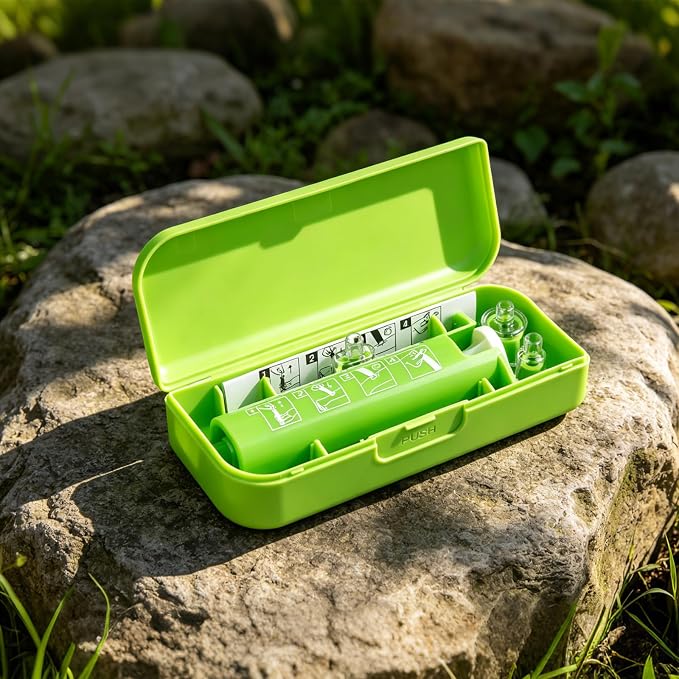 Snake Bite Kit, Bee Sting Kit, Emergency First Aid Supplies, Venom Extractor Suction Pump, Bite and Sting First Aid for Hiking, Backpacking and Camping (Green)