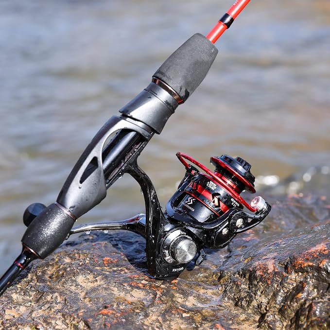 Sougayilang Fishing Rod, Ultralight Sensitive 2 Pieces Trout Spinning Rod, Stainless Steel Line Guides Fishing Pole with Comfortable EVA Grip Rod Handle