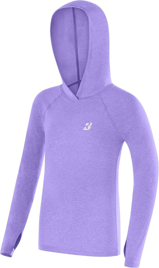 Roadbox Boys Rash Guard Hooded Fishing Shirt, Kids UPF 50+ Long Sleeve Sun Hoodie, Youth UV Protection Beach Swim Shirts