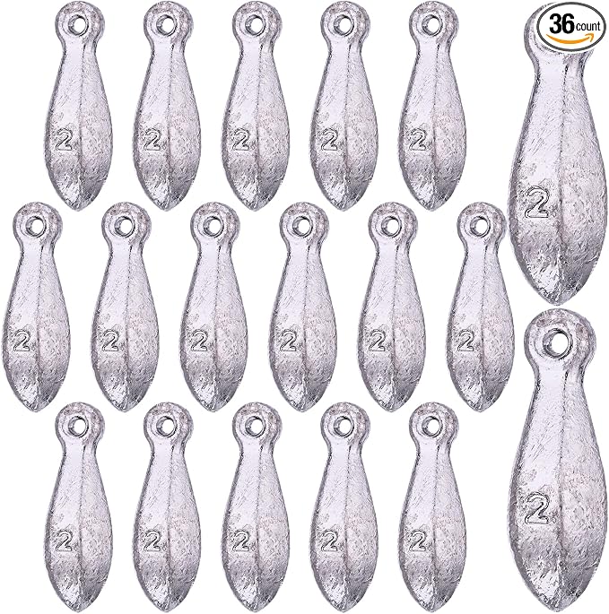 36 Pcs Bank Sinkers Fishing Weights Sinkers Weights for Surf Ocean Saltwater Freshwater Surf Bass Catfishing Fishing Casting Gear Tackle