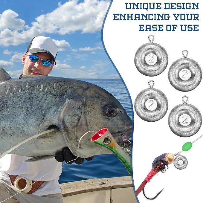 36 Pieces Fishing Disc Sinkers Weights Disc Sinker Fishing Sinkers Weights for Saltwater Catfishing Trolling Surf Tackle