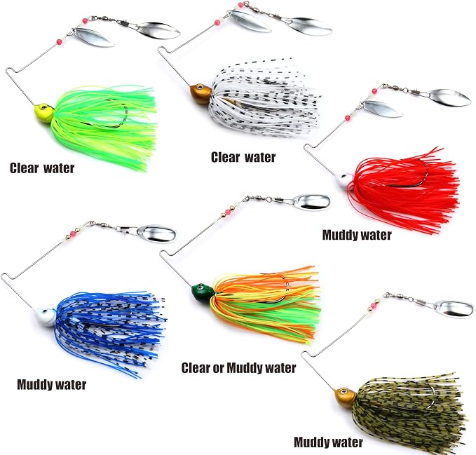 EXAURAFELIS Spinnerbaits Fishing Lures for Bass Fishing Spinner Bait with Skirt Bass Lure Spinner Blades fishingbait Pikelures Trout Lure Salmon Lures Spinnerbait Buzzbait Swimbait