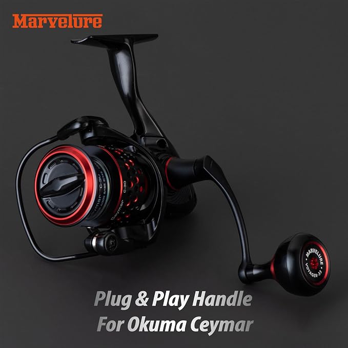 Locked-Type Power Handle (Hexagon Shaft) Compatible for Okuma Ceymar Avenger Inspira Helios Epixor XT Spinning Fishing Reels (Not for Ceymar HD)
