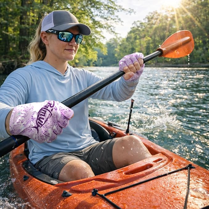 Palmyth Stubby UV Fishing Gloves Sun Protection Fingerless Glove Men Women UPF 50+ SPF for Kayaking, Paddling, Canoeing, Rowing, Driving