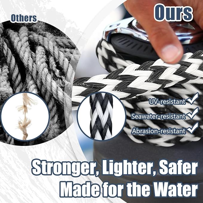 Boat Tow Rope 60ft 3-6K, Floating Ropes for Towable Tubes Accessories