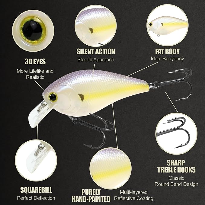 LUCKY CRAFT LC 2.5 Silent Crankbait Fishing Lures, 2-3/8” Squarebill Crankbait, Bass Lures, Floating 4ft Depth Hard Bait, Champion Freshwater Fishing Gear and Tackle Box Accessories