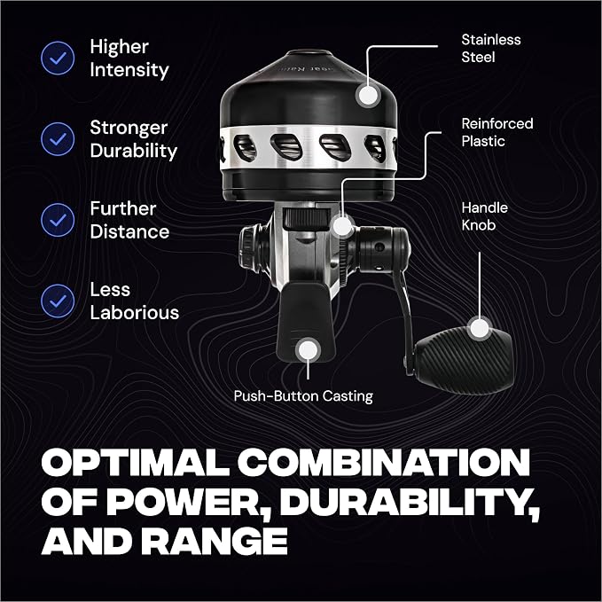 BALLISTA Spincast Bowfishing Reel Slingshot Bow Fishing, Stainless Steel, Left/Right Reversible Handle