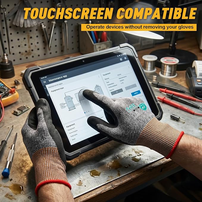 A7 Cut Resistant Work Gloves, 3 Pairs Nitrile Coated Cutting Glove for Woodworking,Construction,Fishing,Metalwork