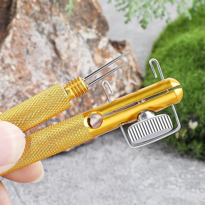 2Pcs Fishing Line Knot Tying Tool Metal Fishing Hook Tie Device Manual Portable Fishing Tie Hook Practical Knot Angler Accessories for Hooks Lures Lines Easy Tying and Protection