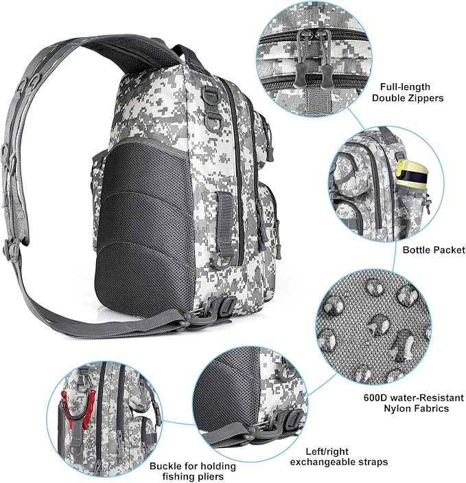 PLUSINNO Fishing Backpack Tackle Bag, Water-Resistant Backpack with Rod Holder, Ideal Shoulder Bag Gifts for Men