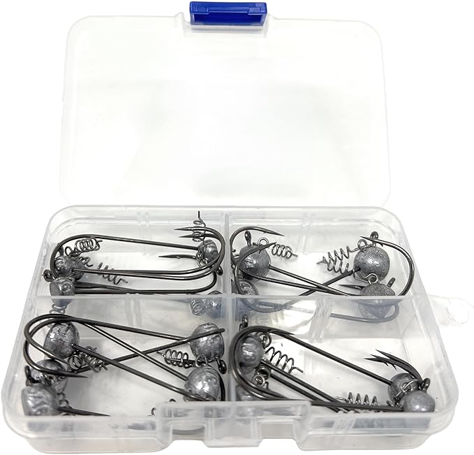 Reaction Tackle Stand-Up Shaky Head Jigs- for Bass Fishing with Size Stamped on Jig Heads (10-Pack)