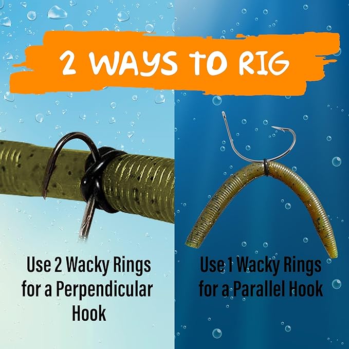 Reaction Tackle Wacky Rig Tool and O-Rings for Soft Plastic Worms, Bass Fishing Wacky Rig and Neko Rig Stick Bait Setup for Largemouth and Smallmouth