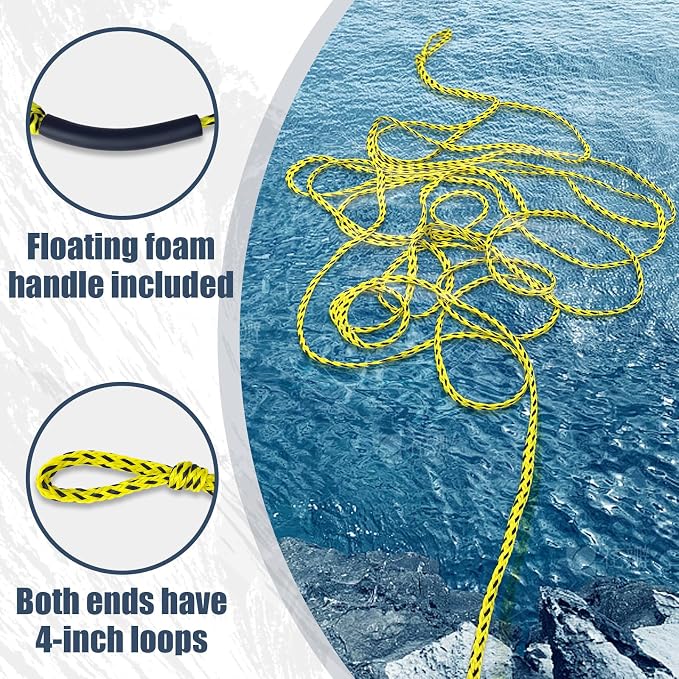 Boat Tow Rope 60ft 3-6K, Floating Ropes for Towable Tubes Accessories