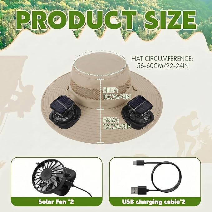 Syhood Solar Powered Fan Hat Neck Gaiter Arm Sleeves Sun Bucket Hat with Fan Cooling Wide Brim Hats for Fishing Hiking