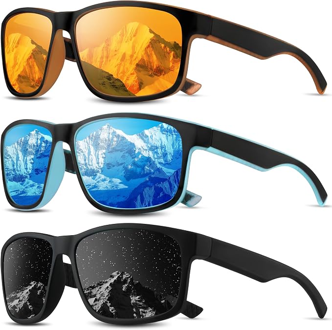 Square Polarized Sunglasses for Men and Women, Mens Sunglasses UV Protection with Lightweight Frame Sun Glasses